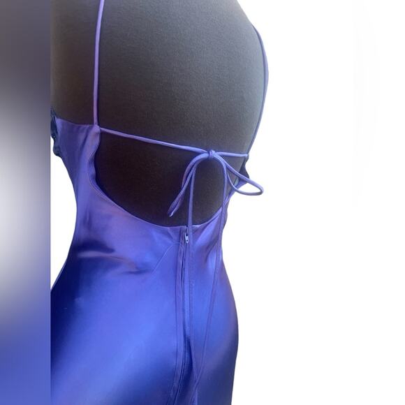 Y2K Satin Fairy Glitter Velvet Embroidered Halter Babydoll Slip Dress S Hoco - Picture 6 of 7